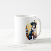 Cowboy Border Collie Western Dog Pet Floral Kaffeetasse (VorderseiteRechts)