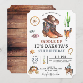 Cowboy Boy 4. Geburtstag Einladung