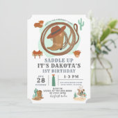 Cowboy Boy Birthday Einladung (Stehend Vorderseite)