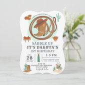 Cowboy Boy Birthday Einladung (Stehend Vorderseite)