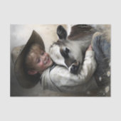 Cowboy Boy Hugging Calf Decoupage Seidenpapier (Vorderseite)