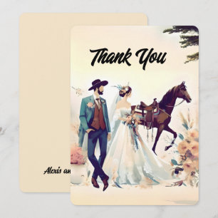 Cowboy, Braut & Pferd Danke Hochzeit