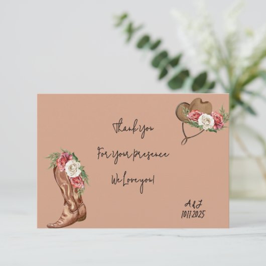 Cowboy Brautparty danke (Stehend Vorderseite)