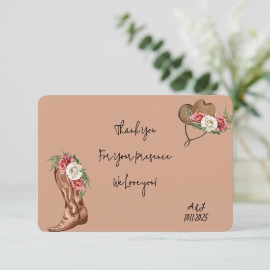 Cowboy Brautparty danke (Stehend Vorderseite)