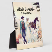 Cowboy, Bride & Horse Wedding Fotoplatte (Seite)