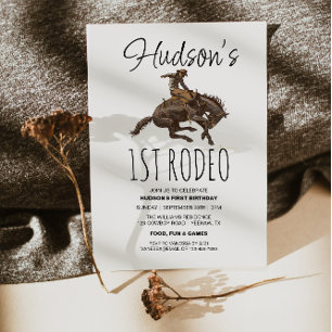Cowboy Brown Watercolor 1. Rodeo 1. Geburtstag Einladung