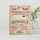 Cowboy Bucking Bronco Paare Kinderdusche Einladung (Stehend Vorderseite)