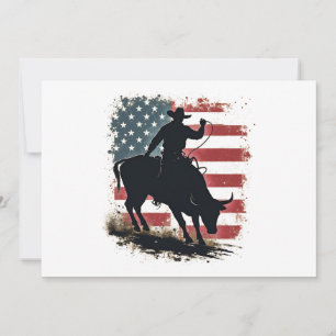 Cowboy Bull Rider Patriotic American Flag Cowboys Einladung