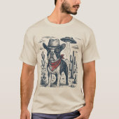 Cowboy-Bulldog-Vintage Alien Western T-Shirt (Vorderseite)