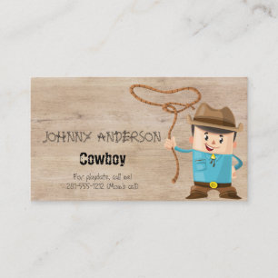 Cowboy Business Card für Boy Playdate Telefonnummerkarte
