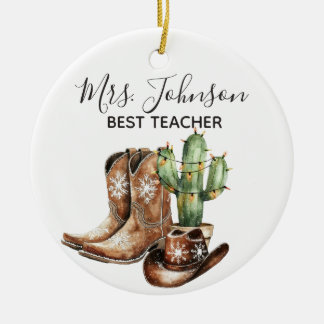 Cowboy Cactus Best Teacher Gift Keramik Ornament