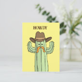 Cowboy Cactus Howdy Postkarte (Stehend Vorderseite)