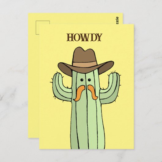 Cowboy Cactus Howdy Postkarte (Vorne/Hinten)