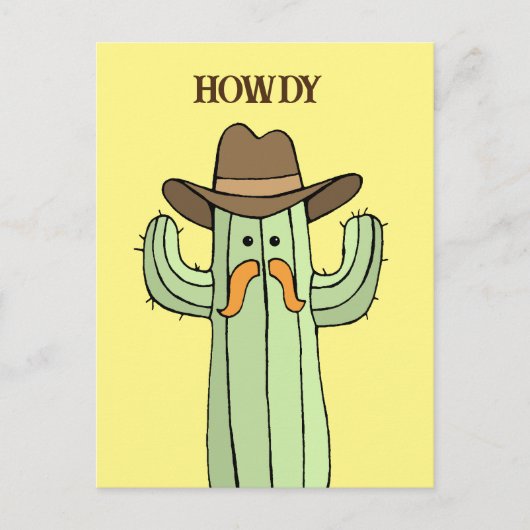 Cowboy Cactus Howdy Postkarte (Vorderseite)