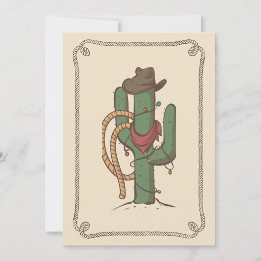 Cowboy Cactus Illustration Feiertagskarte (Vorderseite)