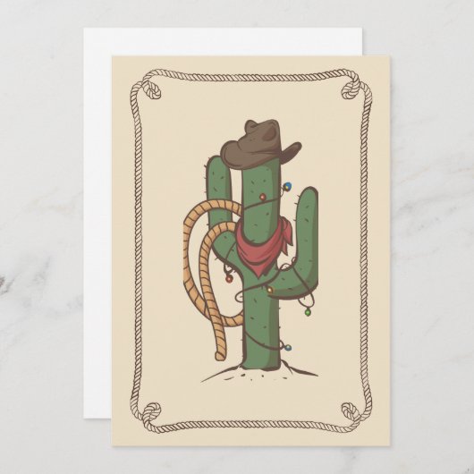 Cowboy Cactus Illustration Feiertagskarte (Vorne/Hinten)