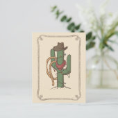 Cowboy Cactus Illustration Postkarte (Stehend Vorderseite)