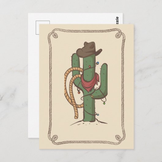 Cowboy Cactus Illustration Postkarte (Vorne/Hinten)