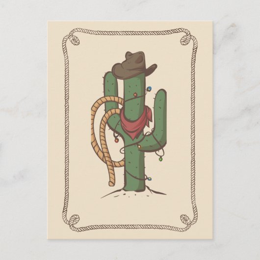Cowboy Cactus Illustration Postkarte (Vorderseite)