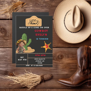 Cowboy Cactus Party Birthday Girl Magneteinladung