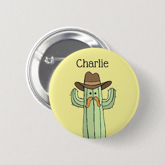 Cowboy Cactus Personalisiert Button (Vorne & Hinten)
