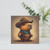 Cowboy Capybara Einladung (Stehend Vorderseite)