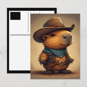 Cowboy Capybara Feiertagspostkarte