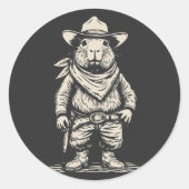 cowboy capybara runder aufkleber (Vorderseite)