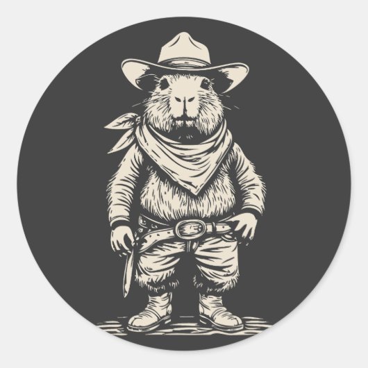 cowboy capybara runder aufkleber (Vorderseite)