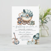 Cowboy Carriage Pumpkin Fall in Liebe Baby Dusche Einladung (Stehend Vorderseite)