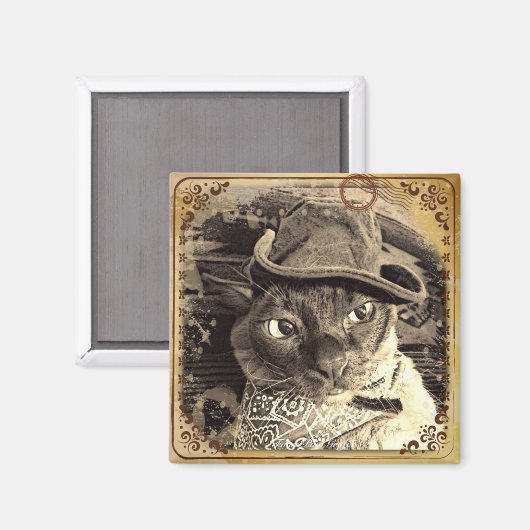 Cowboy Cat 3 Magnet (Vorderseite/Rückseite)