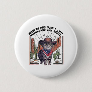 Cowboy Cat Childless Cat Lady für Kamala Wahl Button