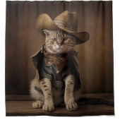 Cowboy Cat Duschvorhang (Vorderseite)