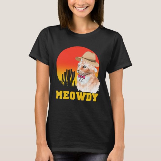 Cowboy Cat Funny Meowdy T-Shirt (Vorderseite)