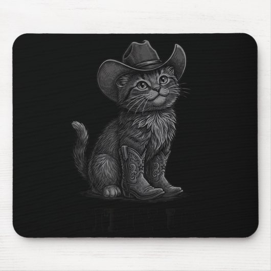 Cowboy Cat Kitty Up Vintage Western Cat Mousepad (Vorne)