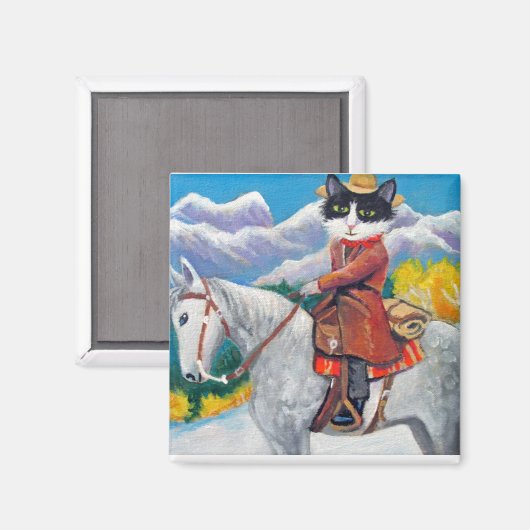 Cowboy Cat Magnet (Vorderseite/Rückseite)