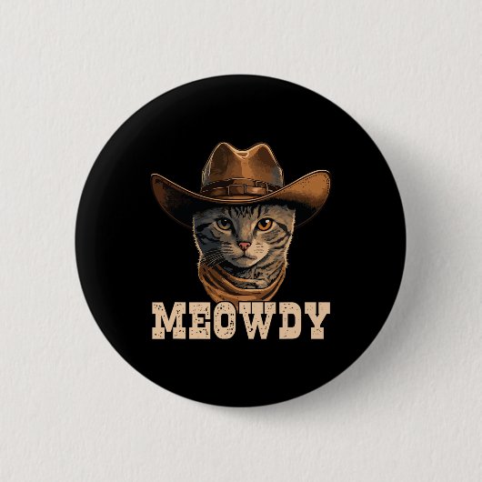 Cowboy Cat Meowdy 1 Button (Vorderseite)