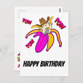 Cowboy Cat mit Banana Pistolen und Sheriff Star Postkarte (Vorne/Hinten)