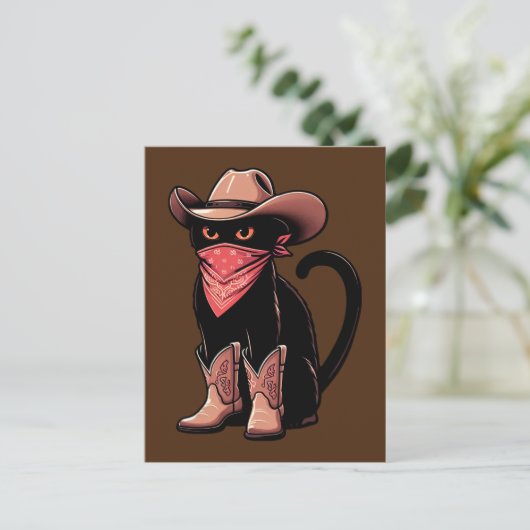 Cowboy Cat Postkarte (Stehend Vorderseite)