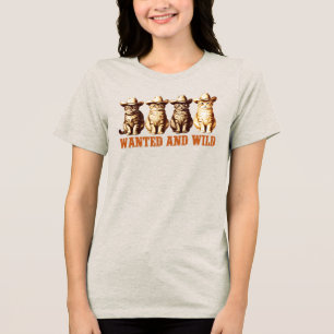 Cowboy Cats Wild Western Kitty Graphic T-Shirt, Tri-Blend Shirt
