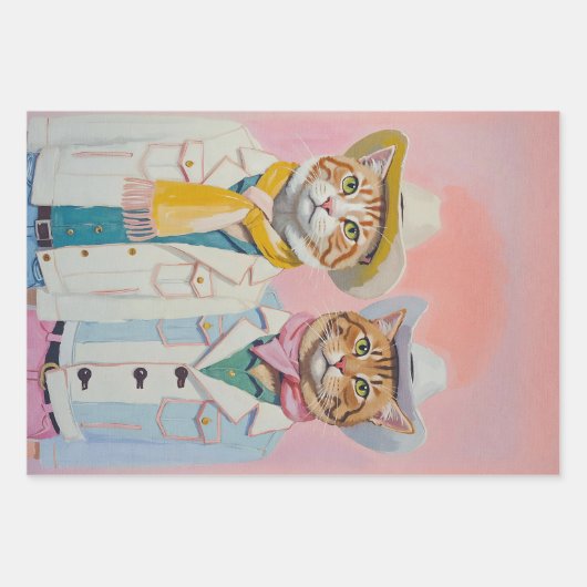 Cowboy Cats Wrapping Paper für Decoupage Collage Geschenkpapier Set (Vorderseite)