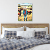 Cowboy Cattle Ranch Young Boy Graphic Art Leinwand (Insitu (Schlafzimmer))