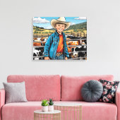 Cowboy Cattle Ranch Young Boy Graphic Art Leinwanddruck (Insitu (Wohnzimmer))
