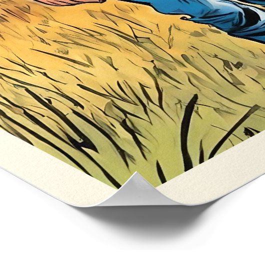 Cowboy Cattle Ranch Young Boy Graphic Art Poster (Ecke)