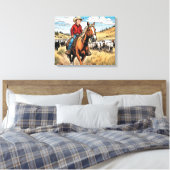 Cowboy Cattle Rancher Boy's Bedroom Graphic Art Leinwanddruck (Insitu (Schlafzimmer))