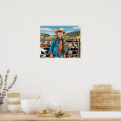 Cowboy Cattle Rancher Boy's Bedroom Graphic Art Poster (Küche)