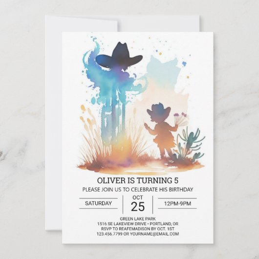Cowboy Chic Custom Geburtstag Einladung (Vorderseite)