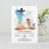 Cowboy Chic Custom Geburtstag Einladung (Stehend Vorderseite)