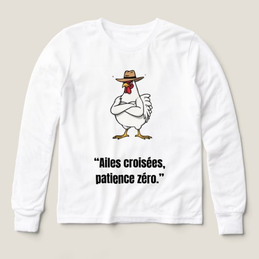 Cowboy Chicken Attitude – Lustiges Cartoon-T-Shirt (Design Vorderseite)
