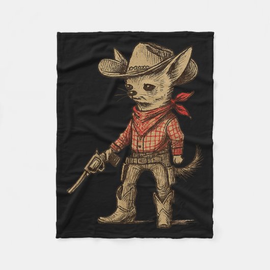 Cowboy Chihuahua Funny Western Cowboy Dog Lover Fleecedecke (Vorderseite)